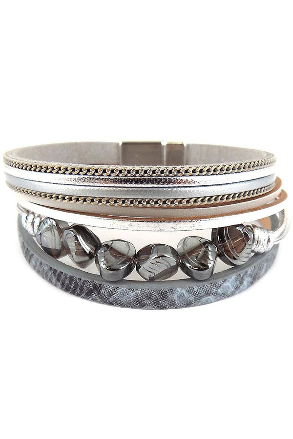 Gray Snake Print Bracelet