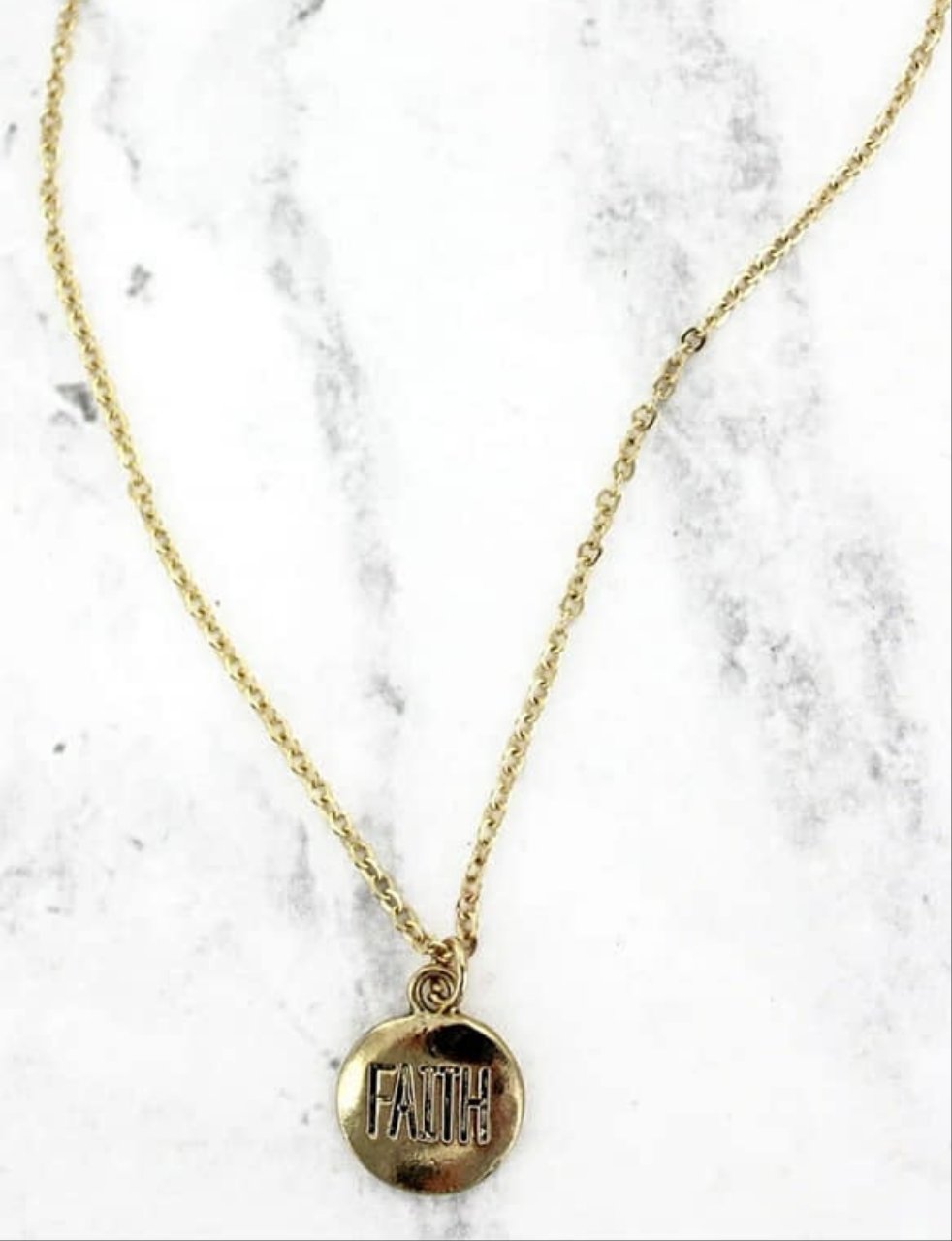 Gold Faith Disc Necklace