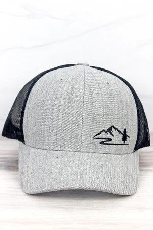 Unisex Grey Hillside Trucker Hat